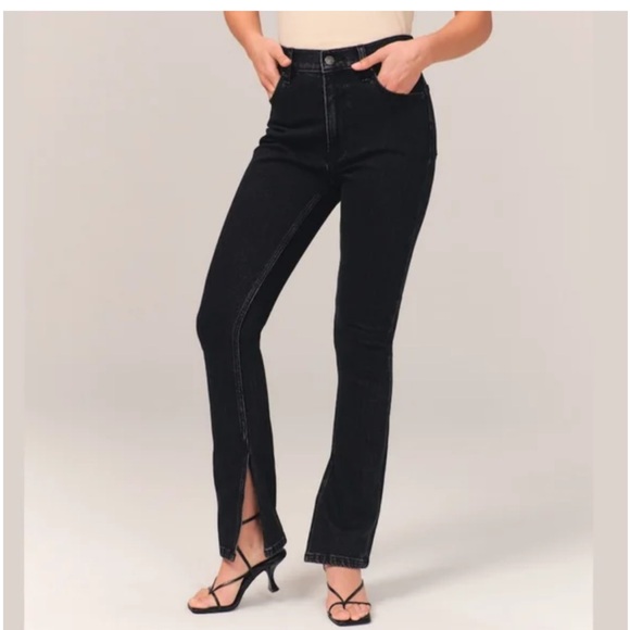 Abercrombie & Fitch the Skinny High Rise Black Jeans Split Ankle Hem size 26 - Picture 1 of 8